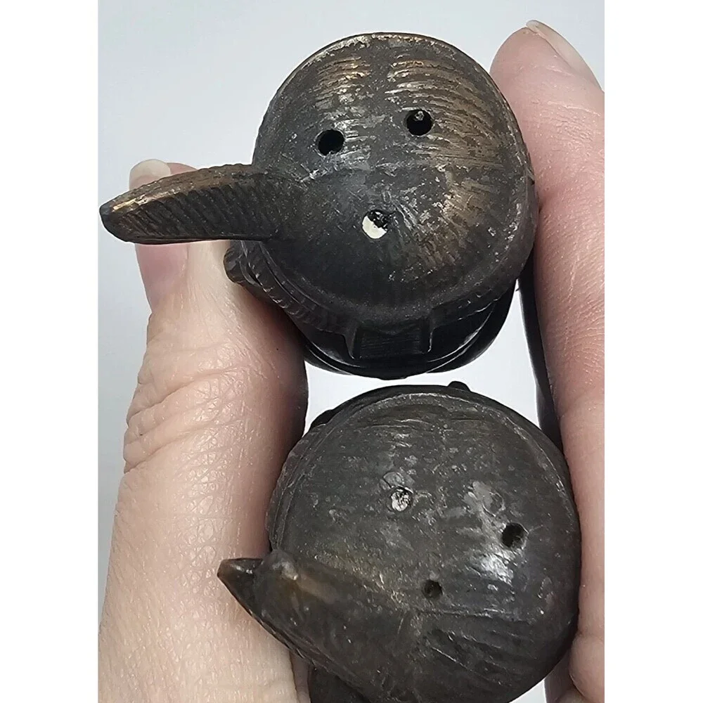 Vintage Bronze Native American Salt and Pepper Shaker Set, Japan